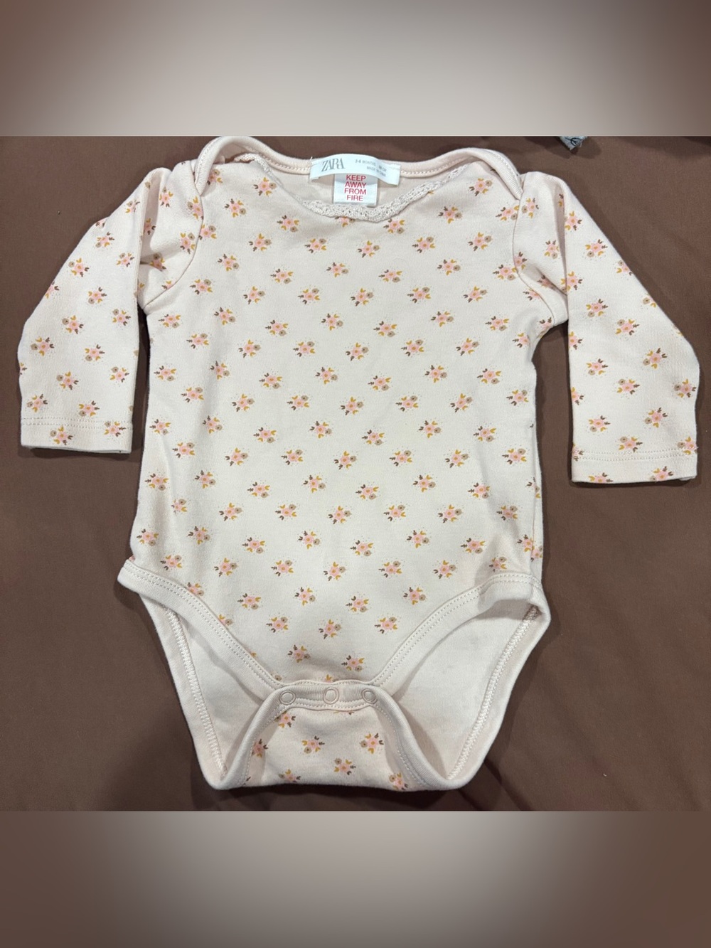 Zara Baby Floral Long Sleeve Bodysuit Onesie - Size 3-6 Months